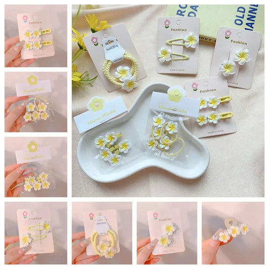 Hair Rope Plumeria Flower Hair Clip Hair Accessories Hair Clip Egg Flower BB Clip Hair Ornaments Mini Hair Claw Flower Barrette