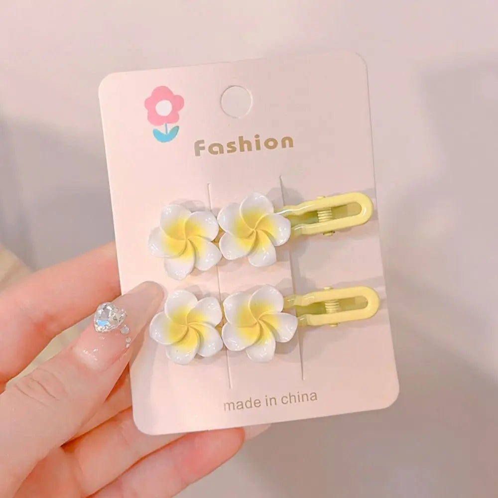 Hair Rope Plumeria Flower Hair Clip Hair Accessories Hair Clip Egg Flower BB Clip Hair Ornaments Mini Hair Claw Flower Barrette