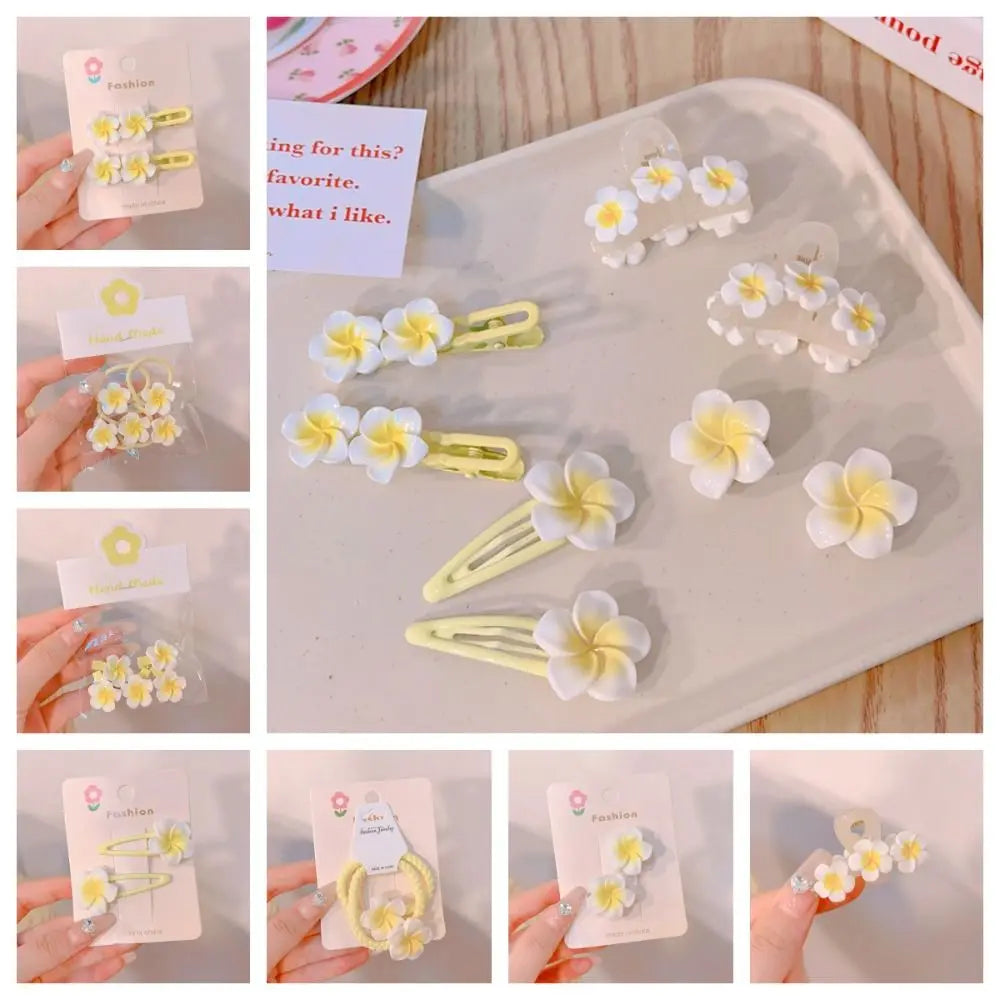 Hair Rope Plumeria Flower Hair Clip Hair Accessories Hair Clip Egg Flower BB Clip Hair Ornaments Mini Hair Claw Flower Barrette