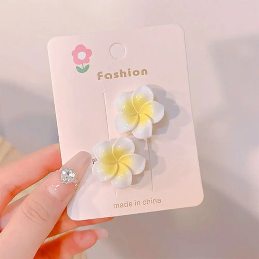 Hair Rope Plumeria Flower Hair Clip Hair Accessories Hair Clip Egg Flower BB Clip Hair Ornaments Mini Hair Claw Flower Barrette