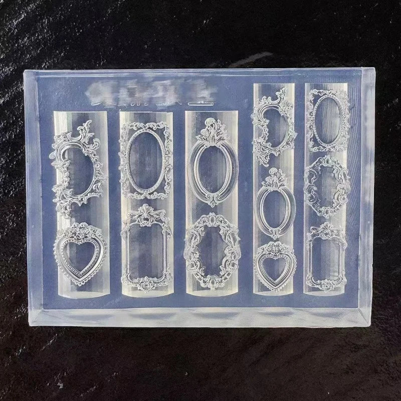 Nails Mold French photo frames Angel Statue Acrylic 3D Silicone Relief Design Nail Art Decorations Templates Model making Tools