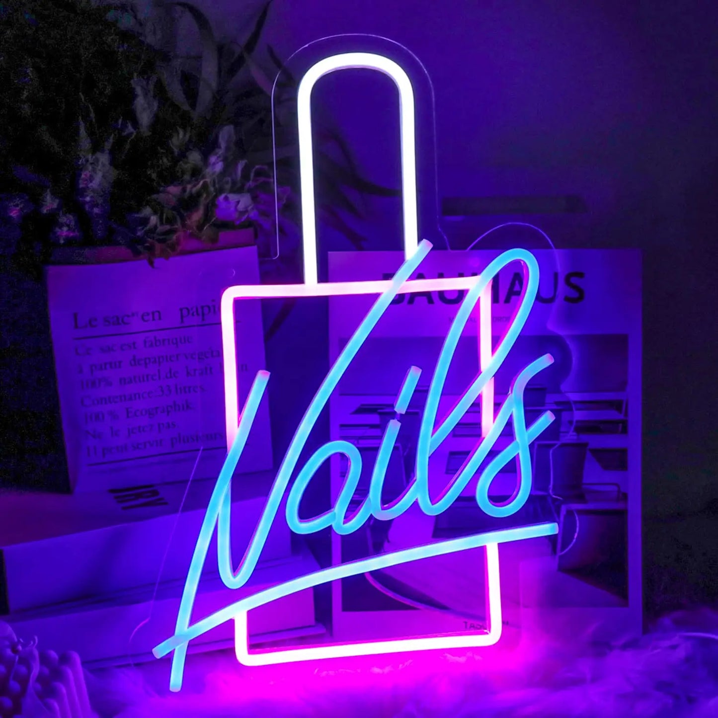 Nails Neon Sign Led for Wall Decor Beauty Salon Up Sign for Business Nail Room Spa Studio Bedroom Dorm Dimmable Usb Powered