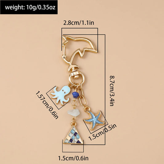 New Summer Beach Shell Octopus Starfish Keychain Marine Life Key Ring Pendants for Women Girls Handbag Decor DIY Jewelry Gifts