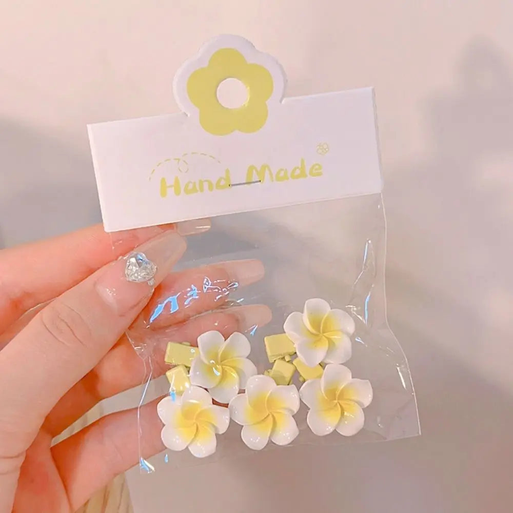 Hair Rope Plumeria Flower Hair Clip Hair Accessories Hair Clip Egg Flower BB Clip Hair Ornaments Mini Hair Claw Flower Barrette