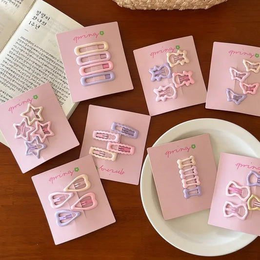 4pcs/set Cute Colorful Geometric Fashion Hair Clips Girls Hair Decoration Hairpins Barrettes Children Lovely Hair Accessories