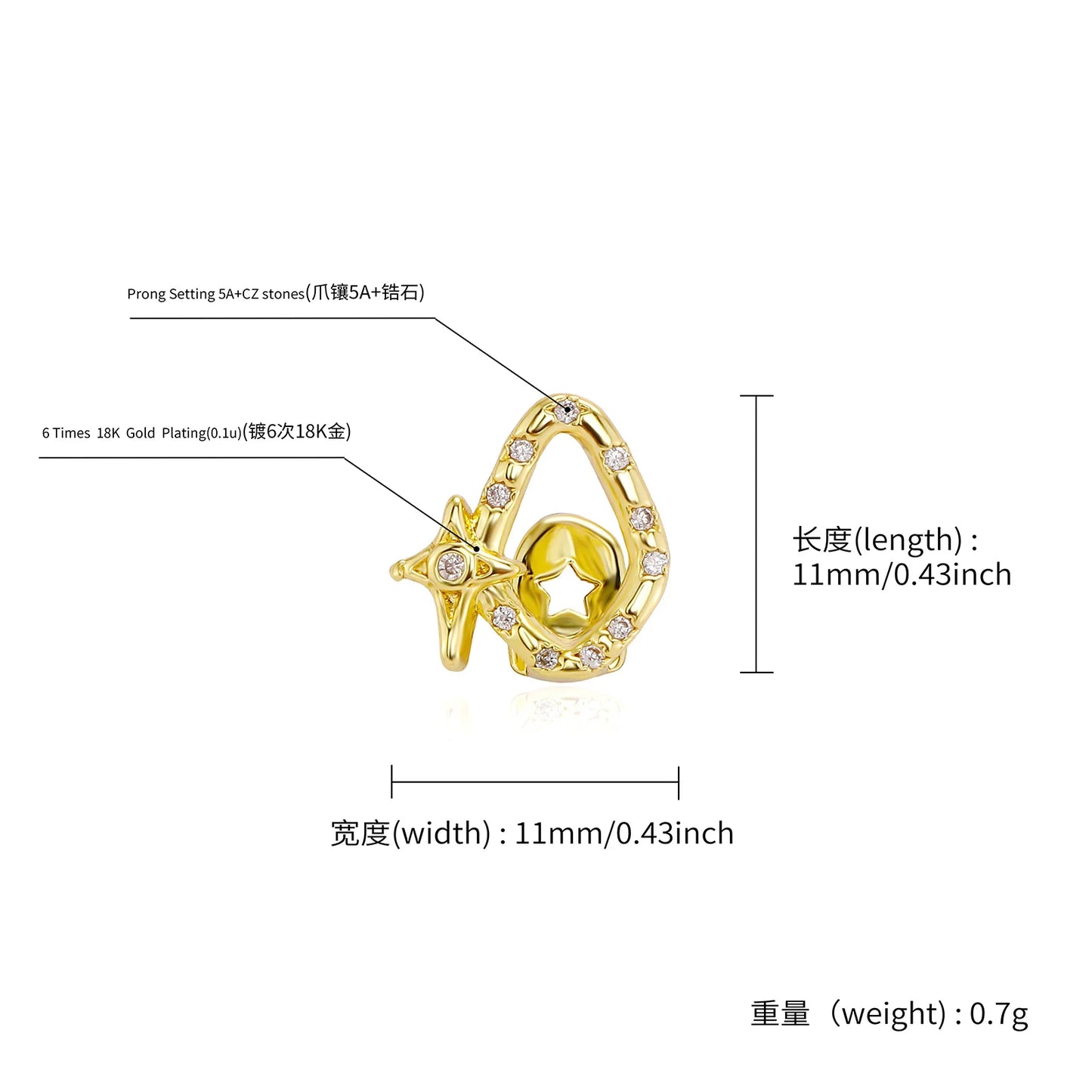 TOPGRILLZ Geometric Single Skeleton Iced Out Star Zircon Teeth Grillz Vintage CZ Stone Tooth Caps For Women Men Halloween Gift