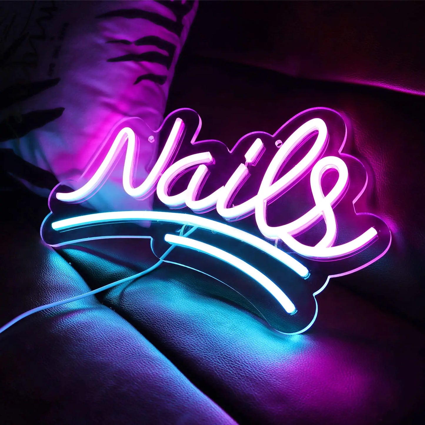 Nails Neon Sign Led for Wall Decor Beauty Salon Up Sign for Business Nail Room Spa Studio Bedroom Dorm Dimmable Usb Powered