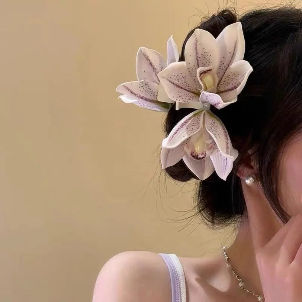 Elegant Large Orchid Hair Clip Headwear Seaside Holiday Style Frangipani Claw Clip Hair Accessories Side Clip Girls