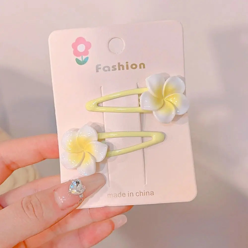 Hair Rope Plumeria Flower Hair Clip Hair Accessories Hair Clip Egg Flower BB Clip Hair Ornaments Mini Hair Claw Flower Barrette