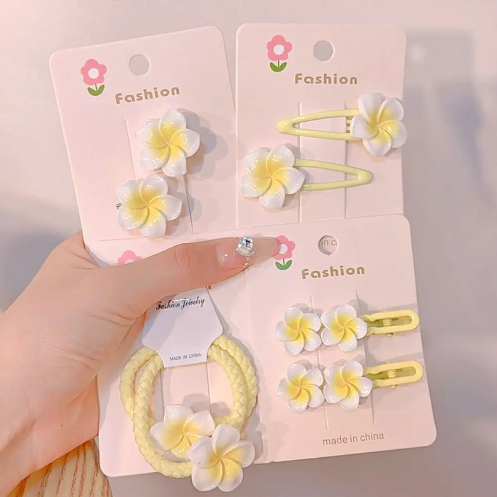 Hair Rope Plumeria Flower Hair Clip Hair Accessories Hair Clip Egg Flower BB Clip Hair Ornaments Mini Hair Claw Flower Barrette