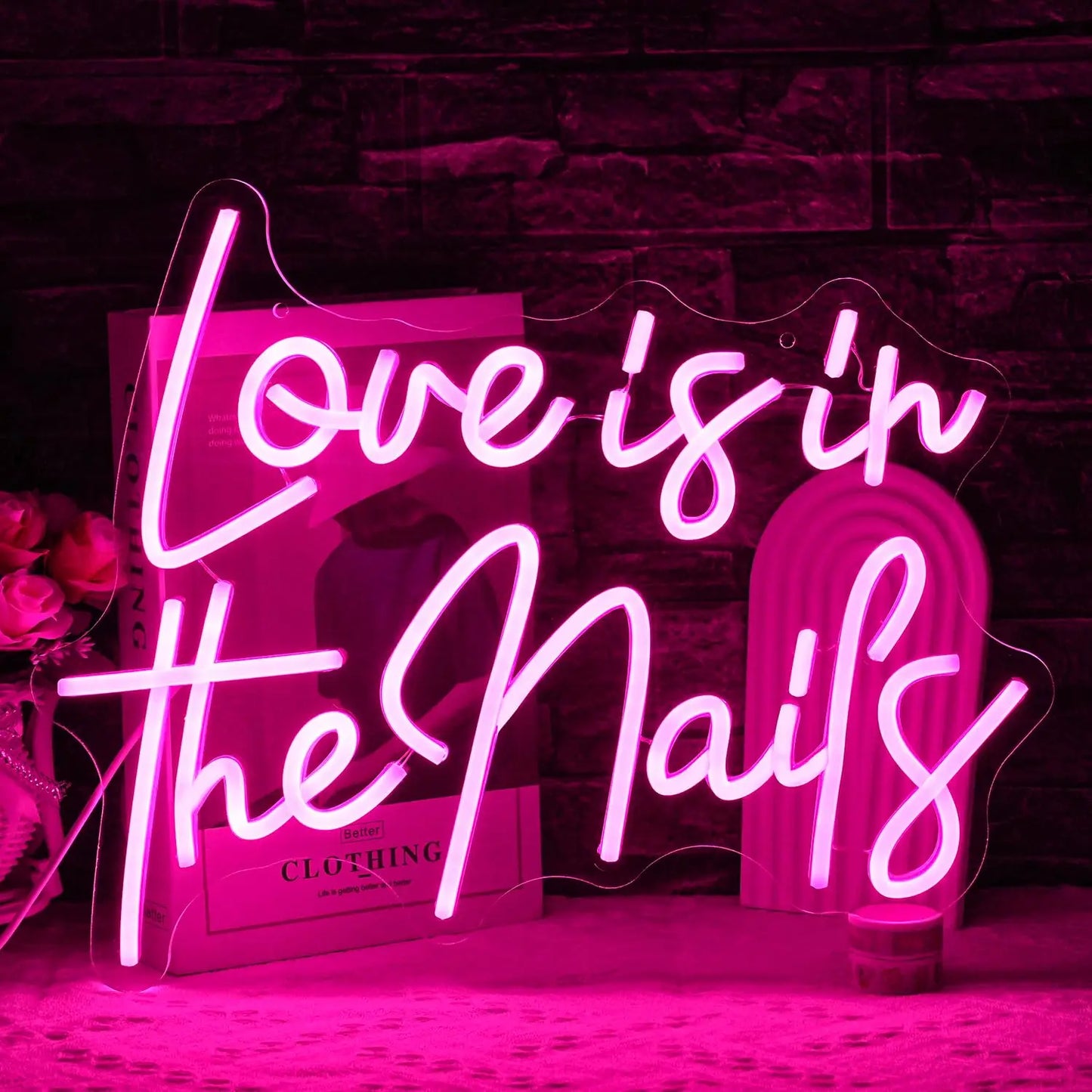 Nails Neon Sign Led for Wall Decor Beauty Salon Up Sign for Business Nail Room Spa Studio Bedroom Dorm Dimmable Usb Powered