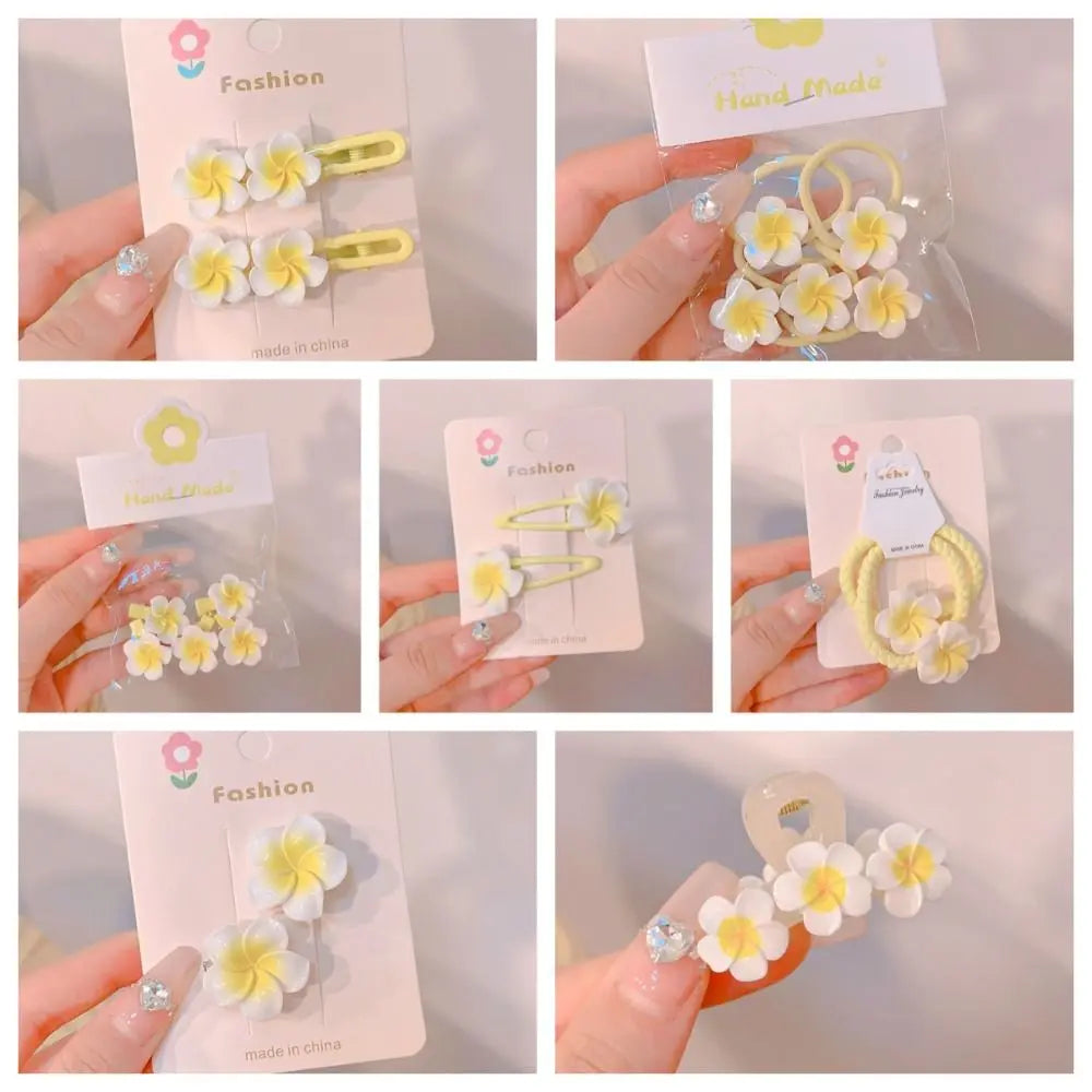 Hair Rope Plumeria Flower Hair Clip Hair Accessories Hair Clip Egg Flower BB Clip Hair Ornaments Mini Hair Claw Flower Barrette