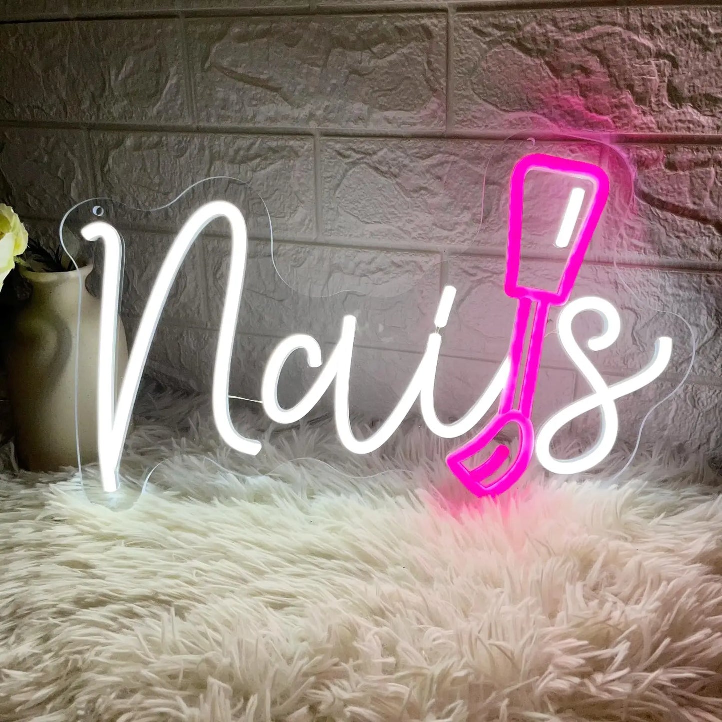 Nails Neon Sign Led for Wall Decor Beauty Salon Up Sign for Business Nail Room Spa Studio Bedroom Dorm Dimmable Usb Powered