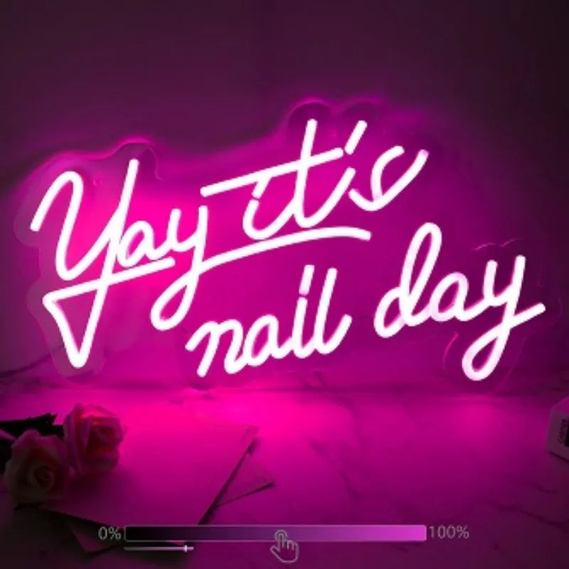Nails Neon Sign Led for Wall Decor Beauty Salon Up Sign for Business Nail Room Spa Studio Bedroom Dorm Dimmable Usb Powered