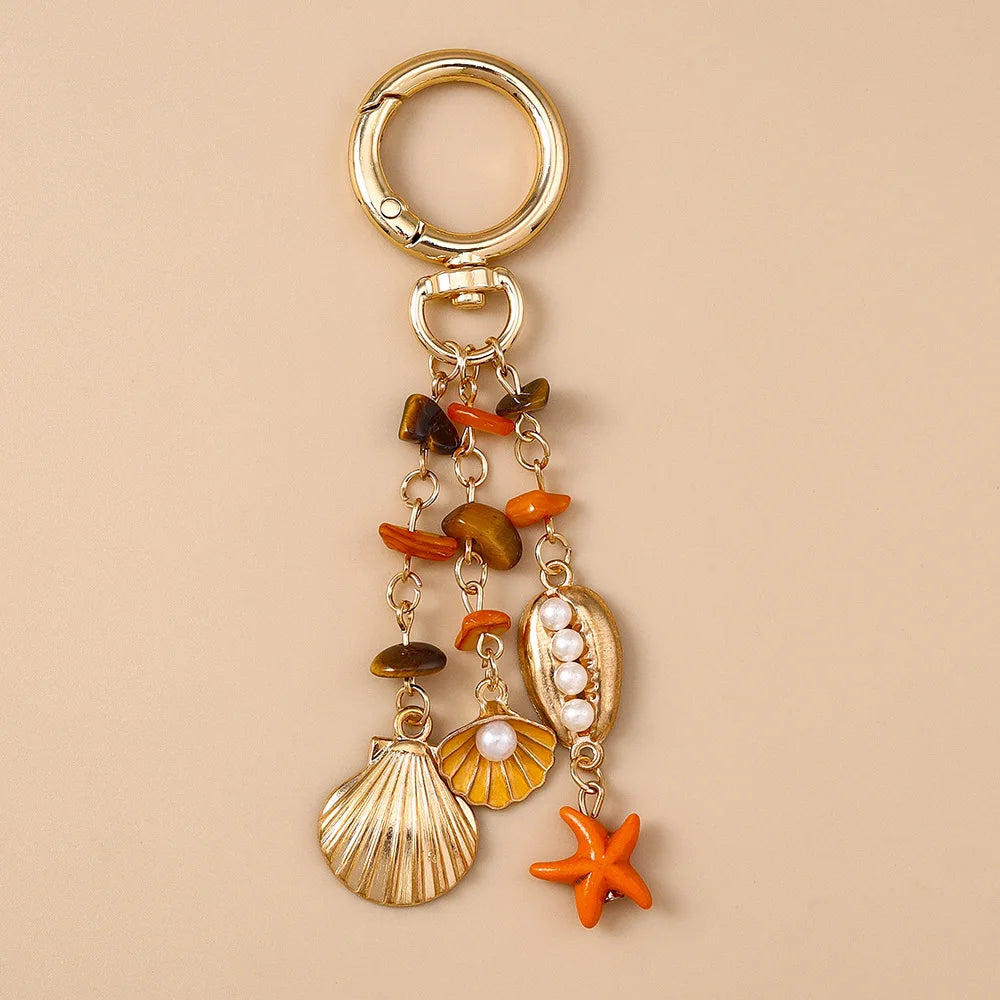 New Summer Beach Shell Octopus Starfish Keychain Marine Life Key Ring Pendants for Women Girls Handbag Decor DIY Jewelry Gifts