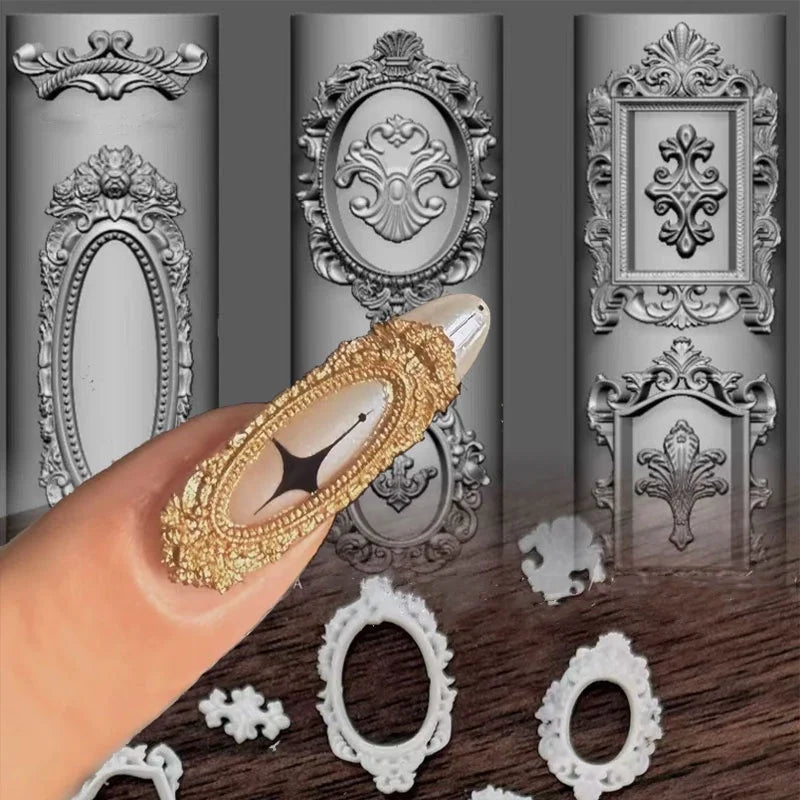Nails Mold French photo frames Angel Statue Acrylic 3D Silicone Relief Design Nail Art Decorations Templates Model making Tools