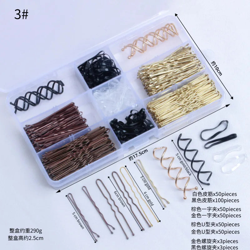 Box Set Hair Clips: Black U-Shaped Clips, Flat Clips, Assorted Pack,Easy-to-Use Hair Accessories