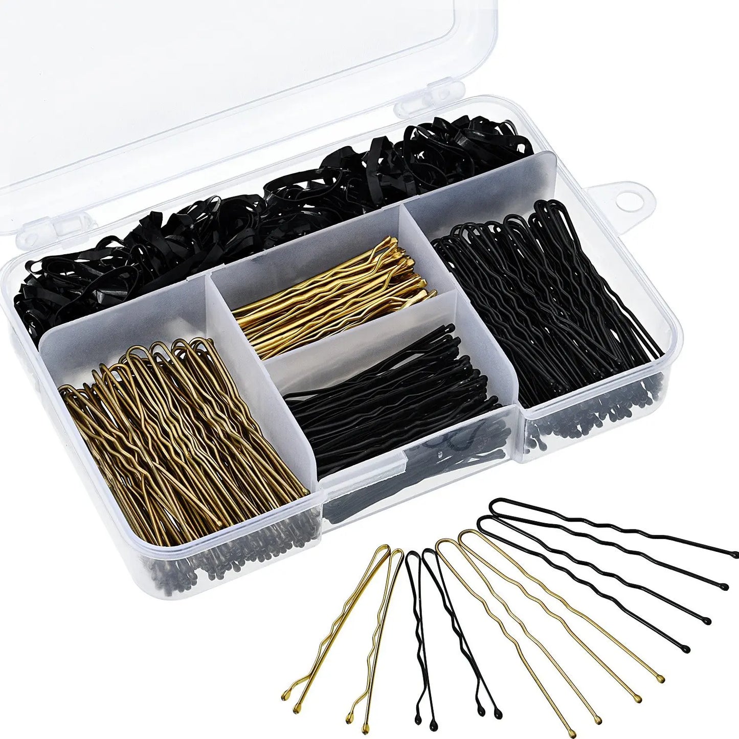 Box Set Hair Clips: Black U-Shaped Clips, Flat Clips, Assorted Pack,Easy-to-Use Hair Accessories